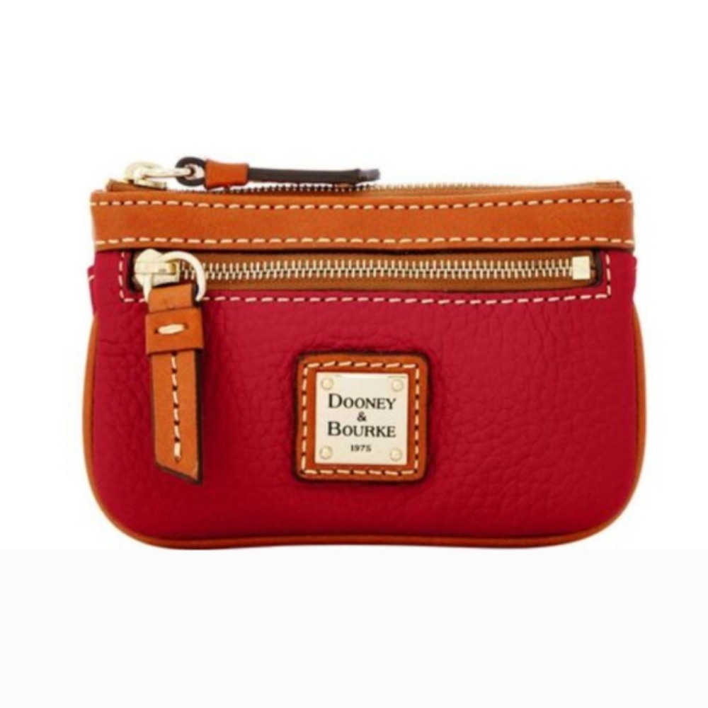 Dooney & Bourke Pebble Grain Coin Case - Red
